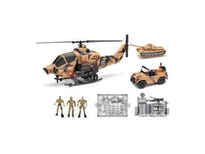Vojenská sada s helikoptérou se světlem a zvukem