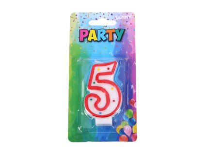 Párty svíčka číslo 5 Červená