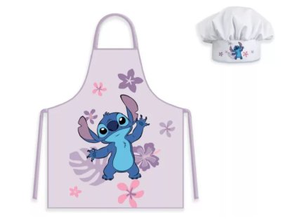 Dětská zástěra LILO&STITCH set s čepicí fialový