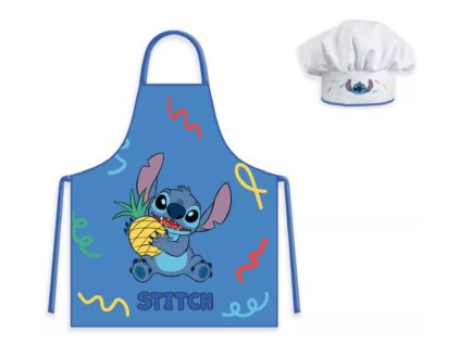 Dětská zástěra LILO&STITCH set s čepicí modrý