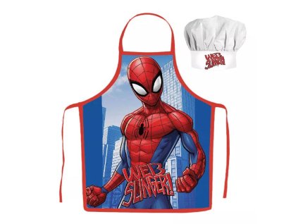 Dětská zástěra SPIDERMAN web slinger set s čepicí modrý
