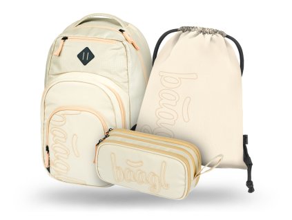 BAAGL 3 SET Coolmate Beige: batoh, penál, sáček