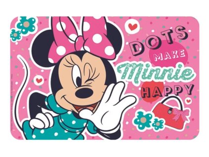 Dětská jídelní podložka MINNIE tečky růžová 43x28