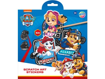 Kreativní set vyškrabávací samolepky Paw Patrol 5 kusů + pero