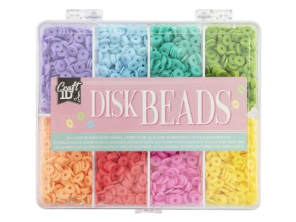 Sada barevných korálků disky 6 mm v pořadači 8 barev 128 gramů (8x16g)