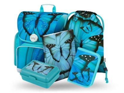 BAAGL 5 SET Ergo Butterfly: aktovka, penál, sáček, desky, box