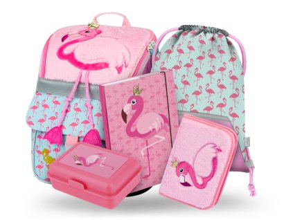 BAAGL 5 SET Zippy Plameňák: aktovka, penál, sáček, desky, box