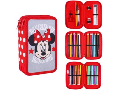 Školní penál třípatrový s náplní Myška Minnie
