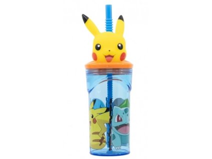 3D lahev na pití POKÉMON - PIKACHU s brčkem modrá