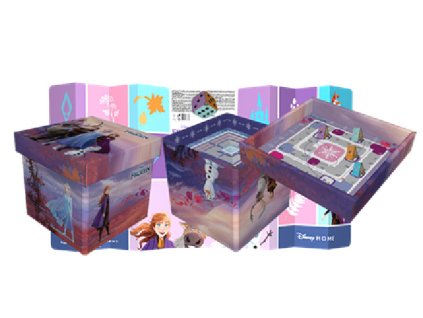 Taburet 4 v 1 FROZEN s úložným prostorem, deskovou, hrou, clonami fialový