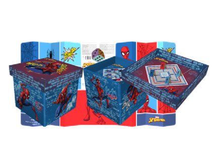 Taburet 4 v 1 SPIDERMAN s úložným prostorem, deskovou hrou a clonami modrý