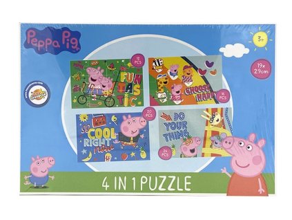 Puzzle PEPPA PIG 4 v 1 modré