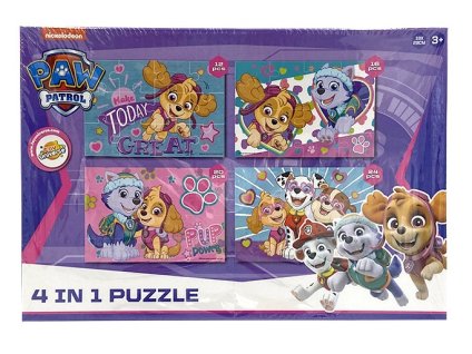 Puzzle TLAPKOVÁ PATROLA 4 v 1 růžové