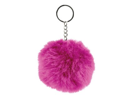 BAAGL Růžová pom pom klíčenka