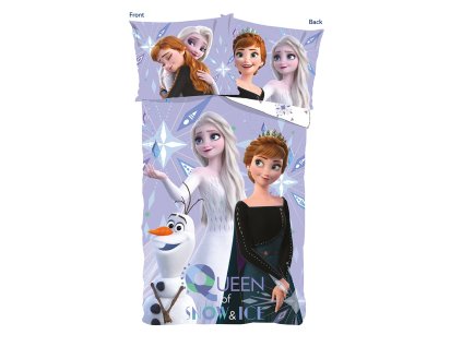 Dětské bavlněné povlečení FROZEN Elsa Anna a Olaf fialové 140x200