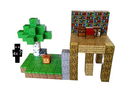 Magnetická stavebnice Minecraft Knihovna a magický strom 132ks
