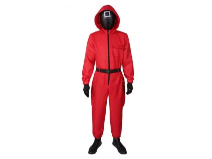 Kostým Squid game - Hra na oliheň Dozorce s maskou a rukavicemi XL