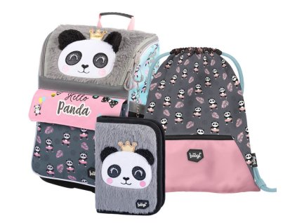 BAAGL 3 SET Zippy Panda: aktovka, penál, sáček