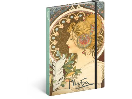 NOTIQUE Notes Alfons Mucha – Pero, nelinkovaný, 13 x 21 cm