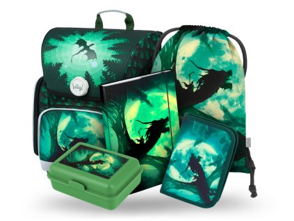 BAAGL 5 SET Ergo Drak: aktovka, penál, sáček, desky, box
