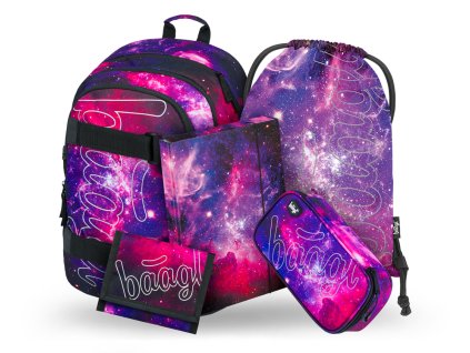 BAAGL Školní set SKATE GALAXY 5 kusů růžovofialový