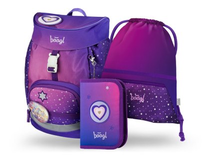 BAAGL SET 3 AIRY Koně srdce: batoh, penál, sáček