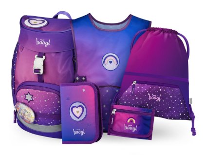 BAAGL SET 5 AIRY Koně srdce: batoh, penál, sáček, zástěra, peněženka