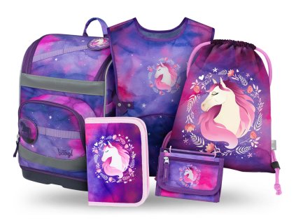 BAAGL SET 5 Zippy Plus Kůň: aktovka, penál, sáček, zástěra, peněženka