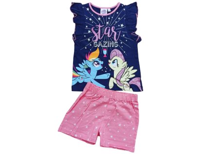 Dívčí pyžamo MY LITTLE PONY krátké modrorůžové s volánky