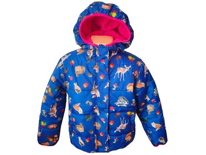 Dívčí zimní bunda LEMON BERET zvířátka modrá