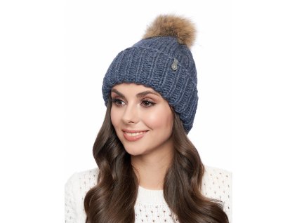 Dámská pletená čepice - 8601 - džínsová - pro obvod hlavy 58 cm