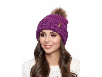 Dámská pletená čepice - 8601 - liliová - pro obvod hlavy 58 cm