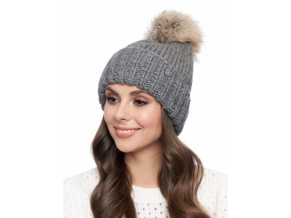 Dámská pletená čepice - 8601 - šedý melanž - pro obvod hlavy 58 cm