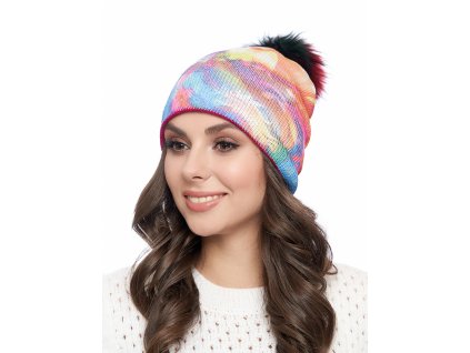 Dámská pletená čepice - 8828 - duhová - pro obvod hlavy 58 cm