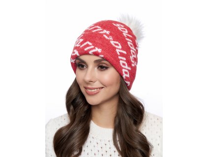 Dámská pletená čepice - 9024 - červená - pro obvod hlavy 58 cm