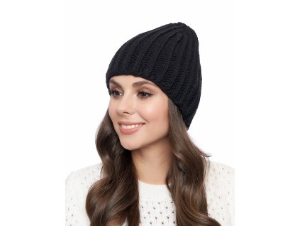 Dámská pletená čepice - 9571 - černá - pro obvod hlavy 58 cm