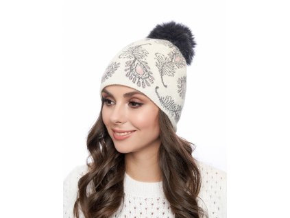 Dámská pletená čepice - 9830 - mléčně bílá - pro obvod hlavy 58 cm