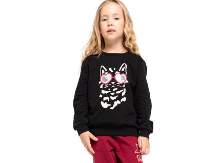 Dívčí mikina Cat - černá - velikost 122