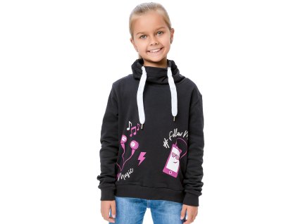 Dívčí mikina Music - černá - velikost 152