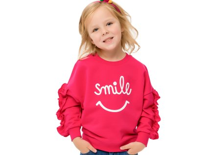 Dívčí mikina Smile - malinová - velikost 122