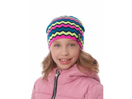 Dívčí pletená čepice - 9413 - duhová - pro obvod hlavy 52 cm