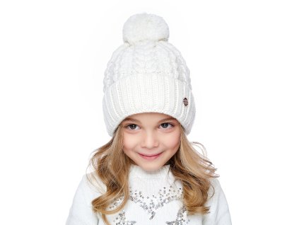 Dívčí pletená čepice - 9424 - bílá - pro obvod hlavy 54 cm