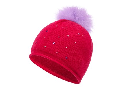 Dívčí pletená čepice - 9474 - malinová - pro obvod hlavy 52 cm
