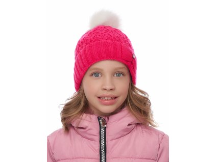 Dívčí pletená čepice - 9480 - malinová - pro obvod hlavy 54 cm