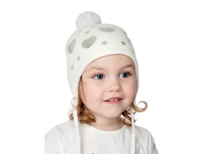 Dívčí pletená čepice - 9867 - bílá - pro obvod hlavy 48 cm