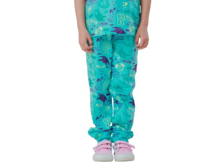 Dívčí pyžamo - krátký rukáv, dlouhé kalhoty Cool Cat - tyrkysová - velikost 122