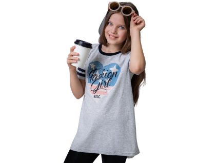 Dívčí tunika Fashion Girl - šedý melanž - velikost 164