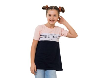 Dívčí tunika New York - růžová/navy - velikost 164