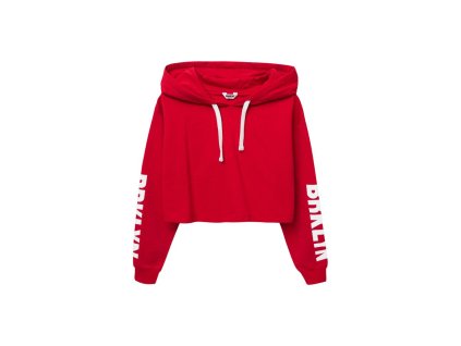 Dívčí zkrácená mikina s kapucí Brooklyn - červená - velikost 164