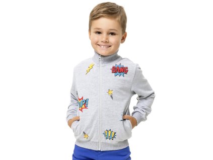 Chlapecká mikina Bang Zap - šedý melanž - velikost 122